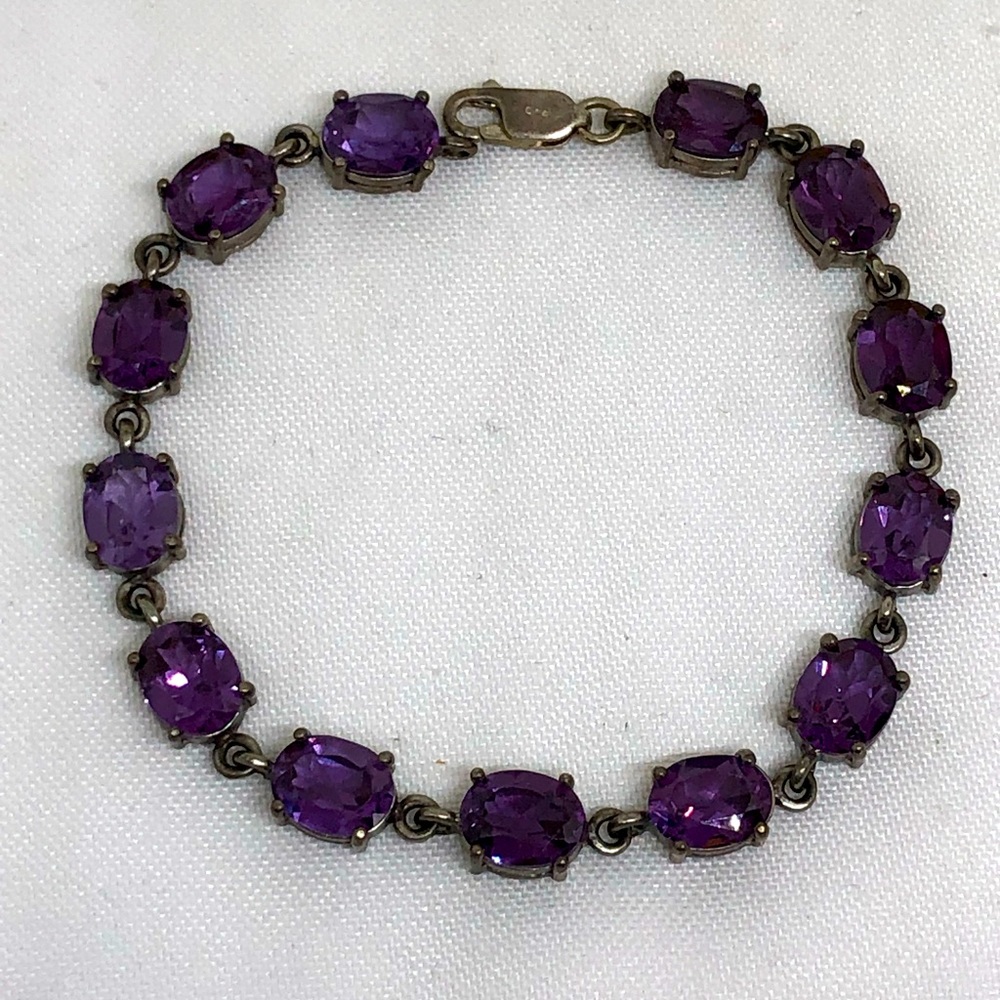 Vintage stunning silver and large amethyst stone bracelet